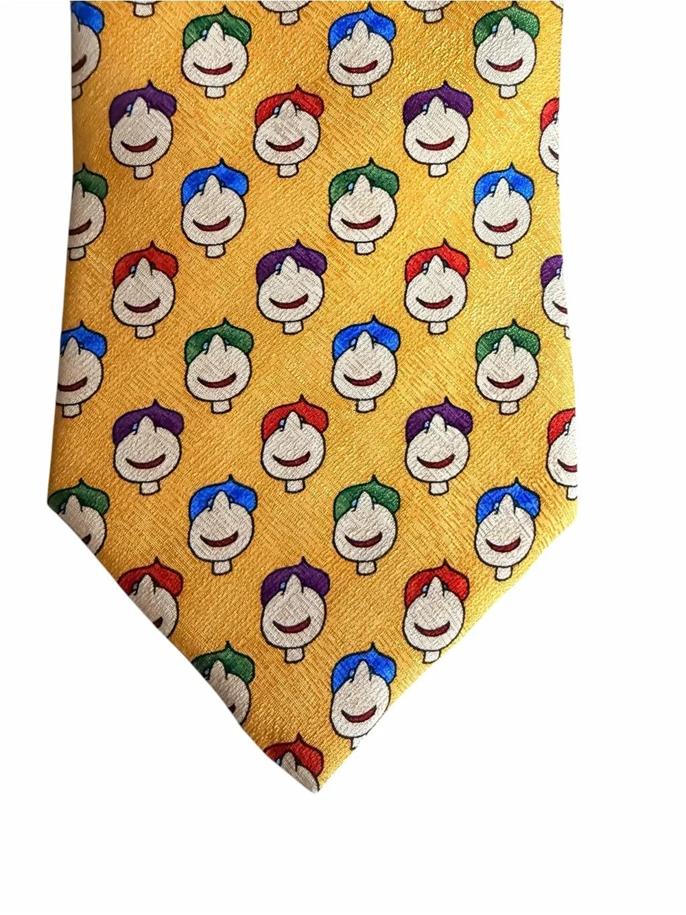 Men’s Tie Yellow Save the Children Matt Leblanc FRIENDS Smiley Faces Vintage